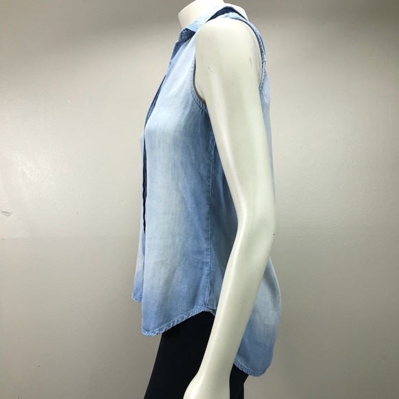 Cloth & Stone Chambray Button Down Back Slit Tank - Picture 3 of 7
